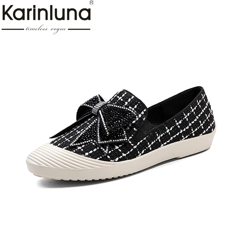 

KARINLUNA Size 34-39 Spring Autumn Slip On loafers black Flat Women Shoes butterfly Shallow Mouth Ladies Platform Shoes