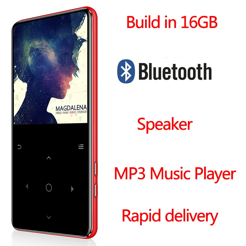 

Btsmone Bluetooth 4.1 touch screen MP3 player with16GB and Speaker with FM radio/recording Portable Slim Lossless Sound walkman