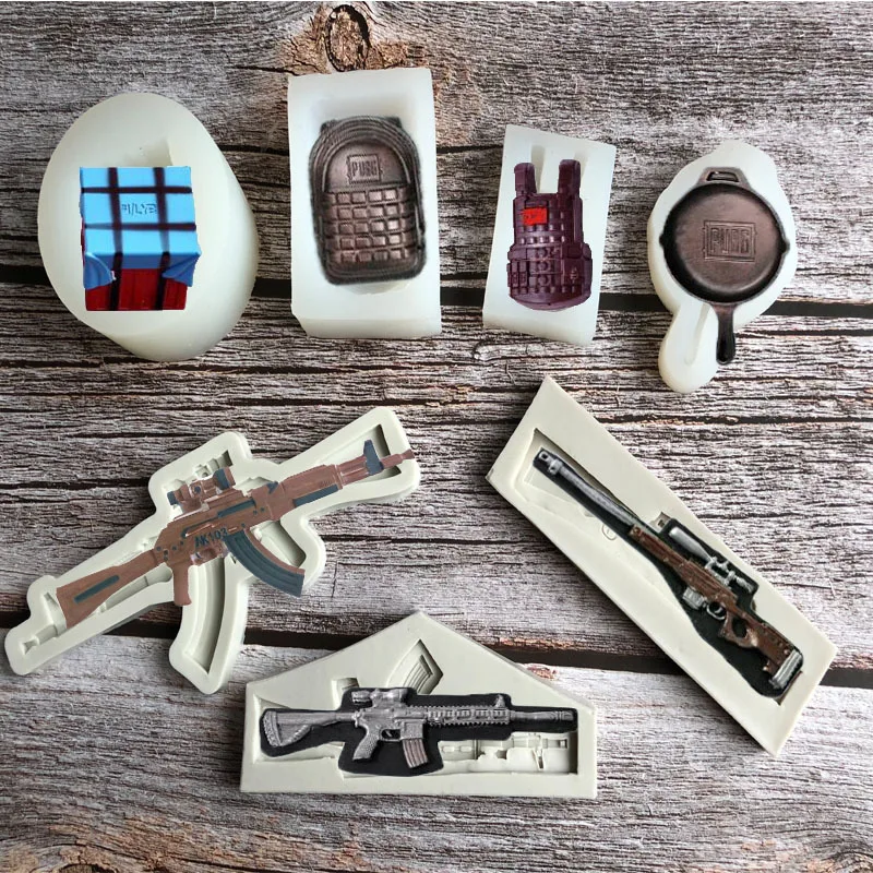 

1pcs PUBG Game Silicone Mold Fondant Mold Cake Decorating Tools Baking Cake Chocolate Mould
