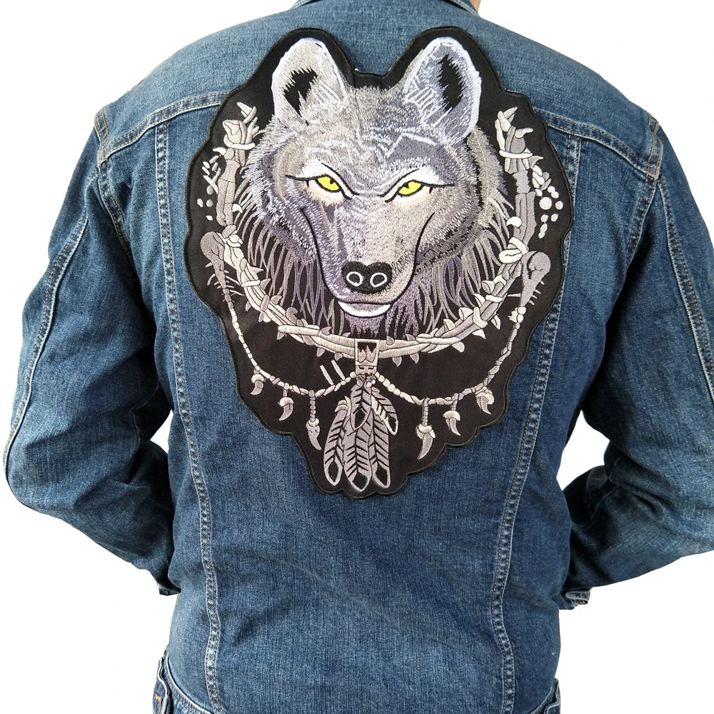 Большой Волк байкер патч для поддержки куртки, панк мотоцикл вышивка Скелет Байкерский значок, Череп патч одежды аксессуар