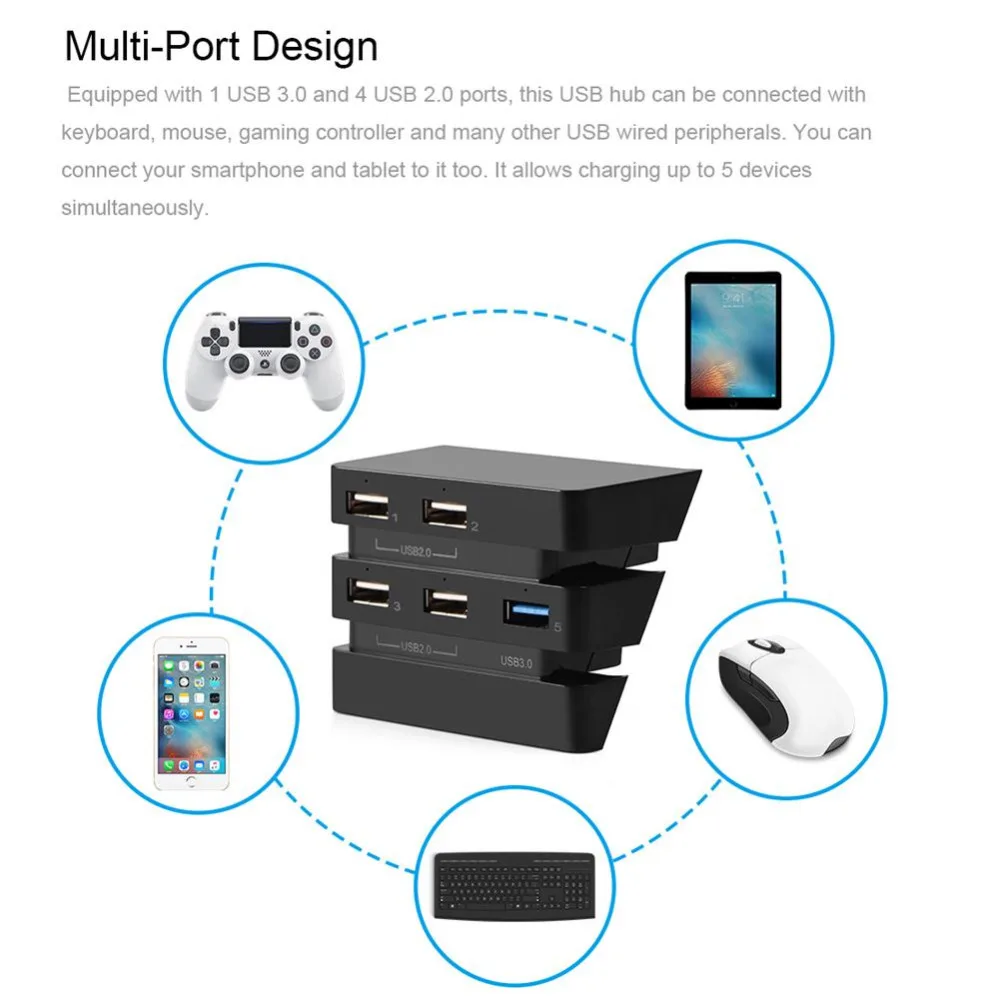 Высокая Скорость 5-Порты и разъёмы USB концентратор 2,0& 3,0 расширения контроллер-концентратор адаптер для PS4 Pro игры