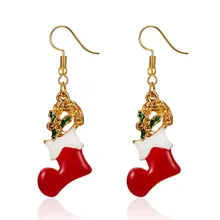 Модные ручной работы рождественские туфли серьги золотые гвоздики для женщин леди девушка ювелирные изделия детский подарок