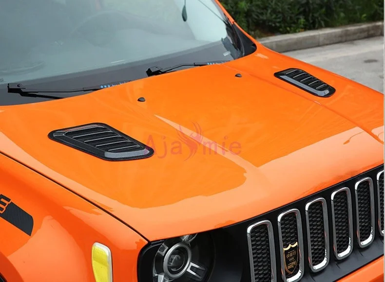 

2016-2018 Car Hood Carbon Fiber Color Vent Cover Trims Protector ABS Chrome Styling For Jeep Renegade Accessories