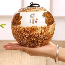 Ручная роспись форма камня, заваренный маленький контейнер, Китай бутылки и баночки для хранения, керамические контейнеры для хранения, китайский стиль чай Кэдди