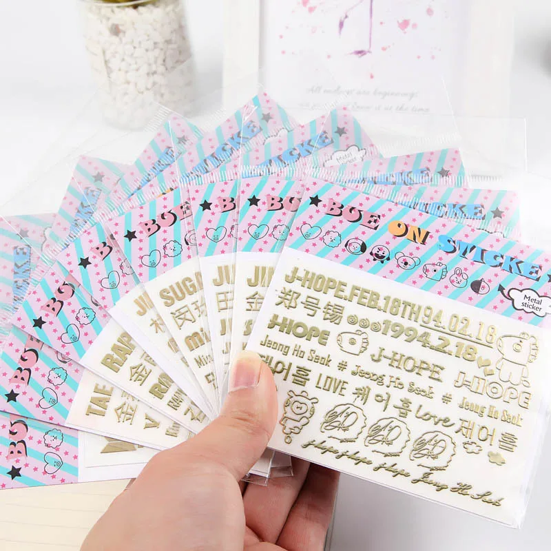 

Creative Bangtan boys Gold plating stickers Cute DIY decorative stickers bangtan boys kawaii korean supplies New Arrivals