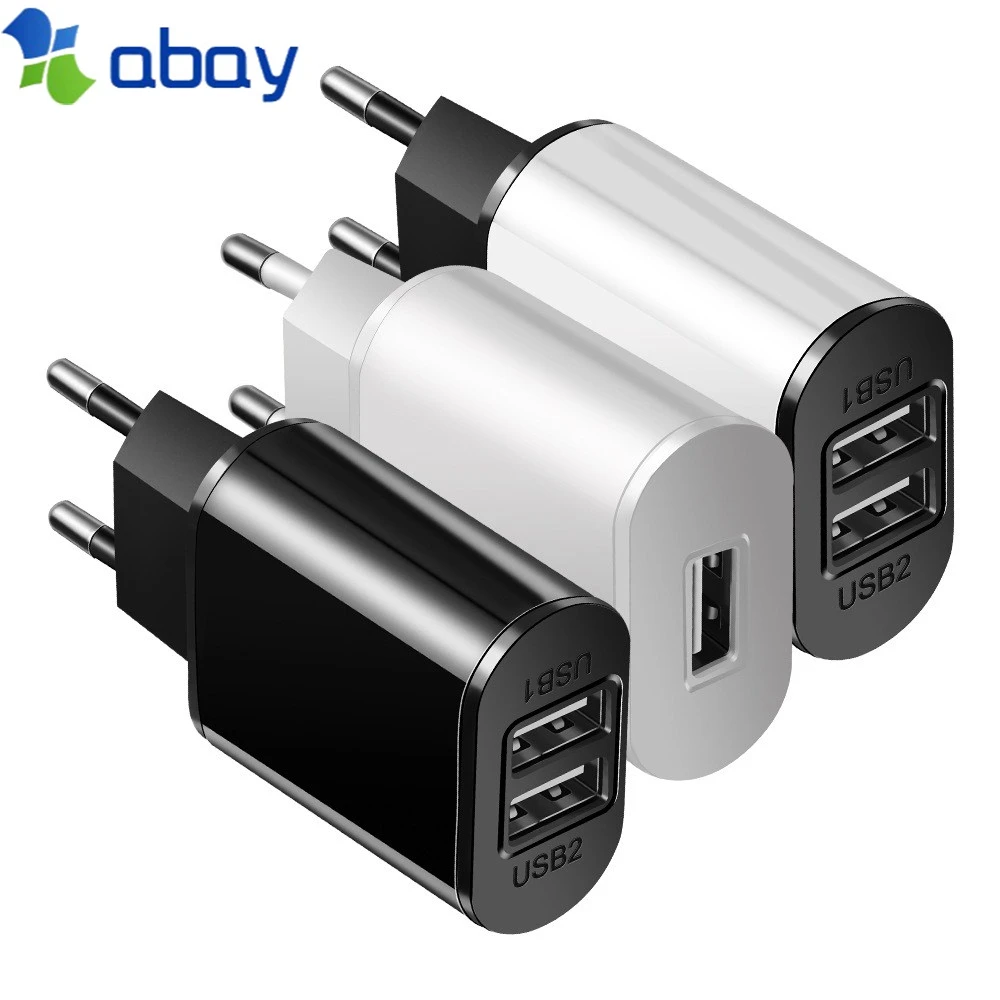 

USB Charger 5V 2.1A EU Plug 2Ports Universal Mobile Phone USB Charger For iPhone Samsung Xiaomi Wall Charger Fast Charge desktop