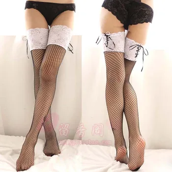 

Wholesale Women's underwear sexy Cutout perspective lace decoration mesh stockings jacquard strap thigh stocking