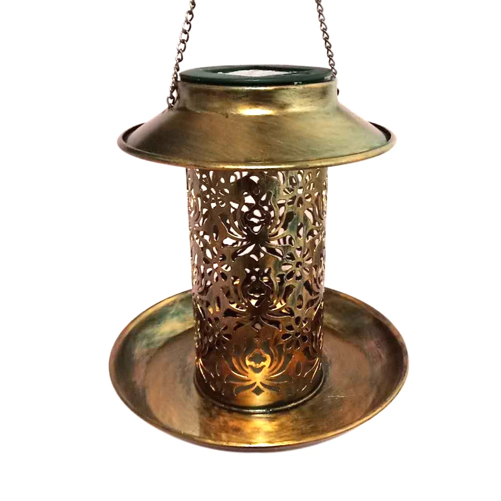 

Practical Energy Saving Decorative Outdoor Bird Feeder Led Vintage Waterproof Garden Safe Hollowed Out Solar Light Lawn Iron Art