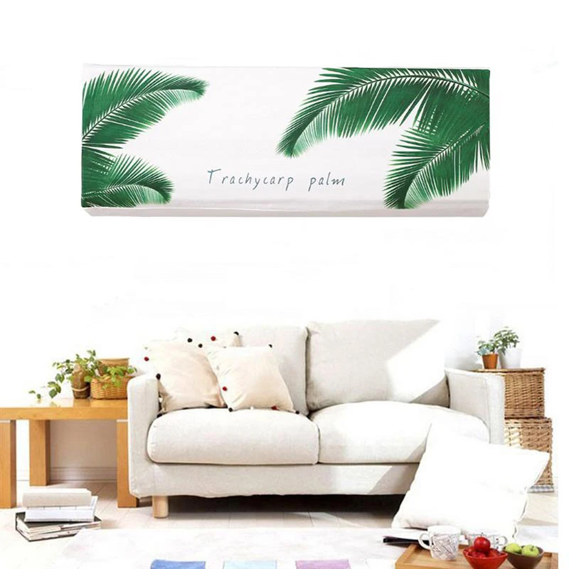 

Dustproof Air Conditioner Cover Elastic Fabric Banana Leaf Pattern Beautiful Dust Case Protective for Home Decor Room Accessorie