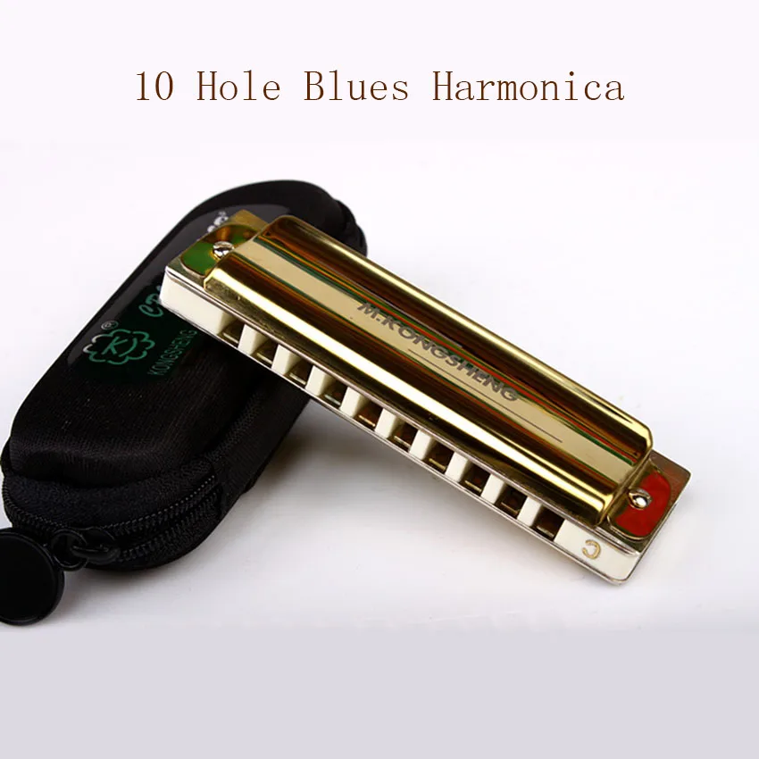 KONGSHENG 10 Holes Blues C Key Harmonica Mouth Organ Harp Professional