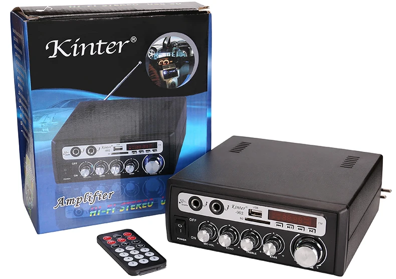 Kinter-002 Мощность Усилитель Аудио 2 канала hi-fi-стереозвук с USB SD fm-радио светодиодный цифровой дисплей питания Мощность AC 220 V DC12V