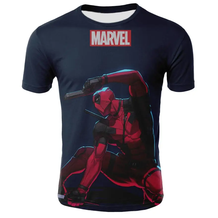 

Plus Size Deadpool Unicorn Rainbow Screen Printing Tee Shirts Men Short Sleeve Crewneck Cotton Men Tshirt Group Summer Tees