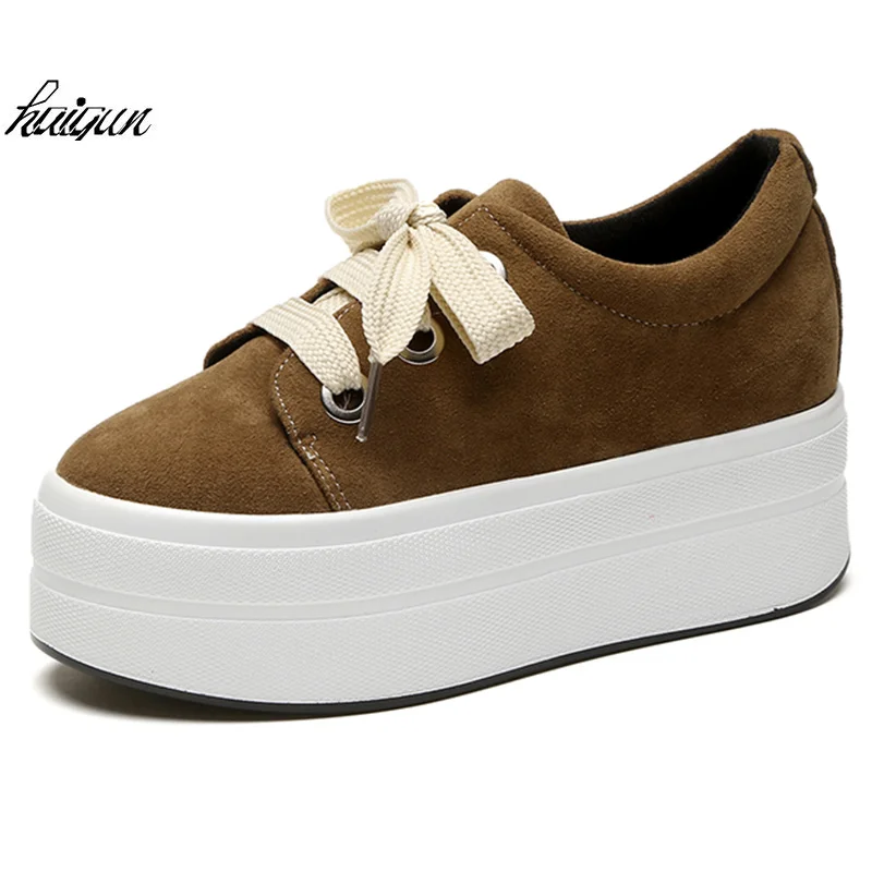 

2019 Autumn Wedges Suede Shoes Woman Platform Sneakers Zipper Shoes Hidden Heel Height Increasing Casual Shoes Flats For Women