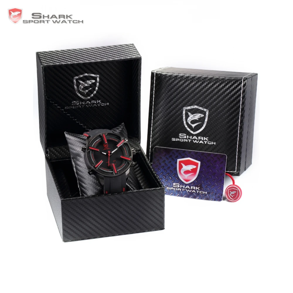 Luxury Leather Box Dogfish Shark Sport Watch Auto Date LED Display Silicone Strap Band Digital Mens Quartz Wristwatch /SH384-388 Luxury Leather Box Dogfish Shark Sport Watch Auto Date LED Display Silicone Strap Band Digital Mens Quartz Wristwatch /SH384-388