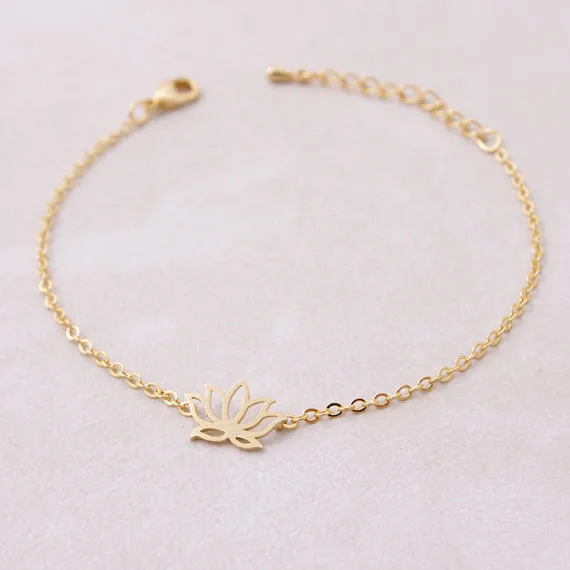 Gold Silver Lotus Bracelet