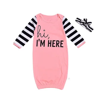 

2018 Autumn Baby Girl Sleeping Bag Newborn Swaddle Cute Sleep sacks Pajamas Clothes Headband 2 Pieces for Girl