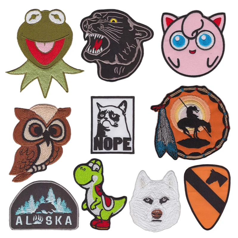 

Fashion Anime Cartoon Cats Animals Patches Iron on Badges Arts Embroidery for Kids Clothing DIY Jacket Applique