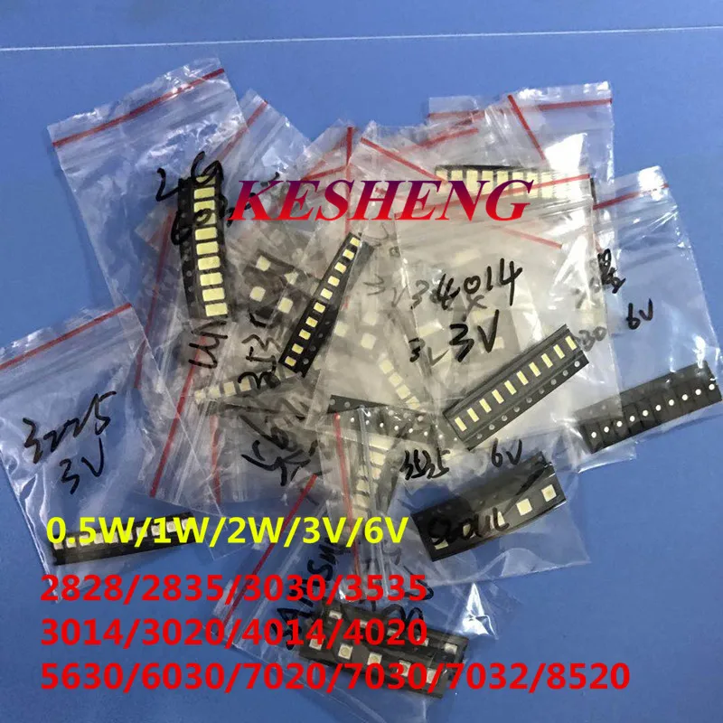 1000 шт./лот 1 Вт 2 SMD светодиодный комплект 3 в/6 в 2835/3030/2828/3535/5630/7020/7030/4020/4014/7032 для