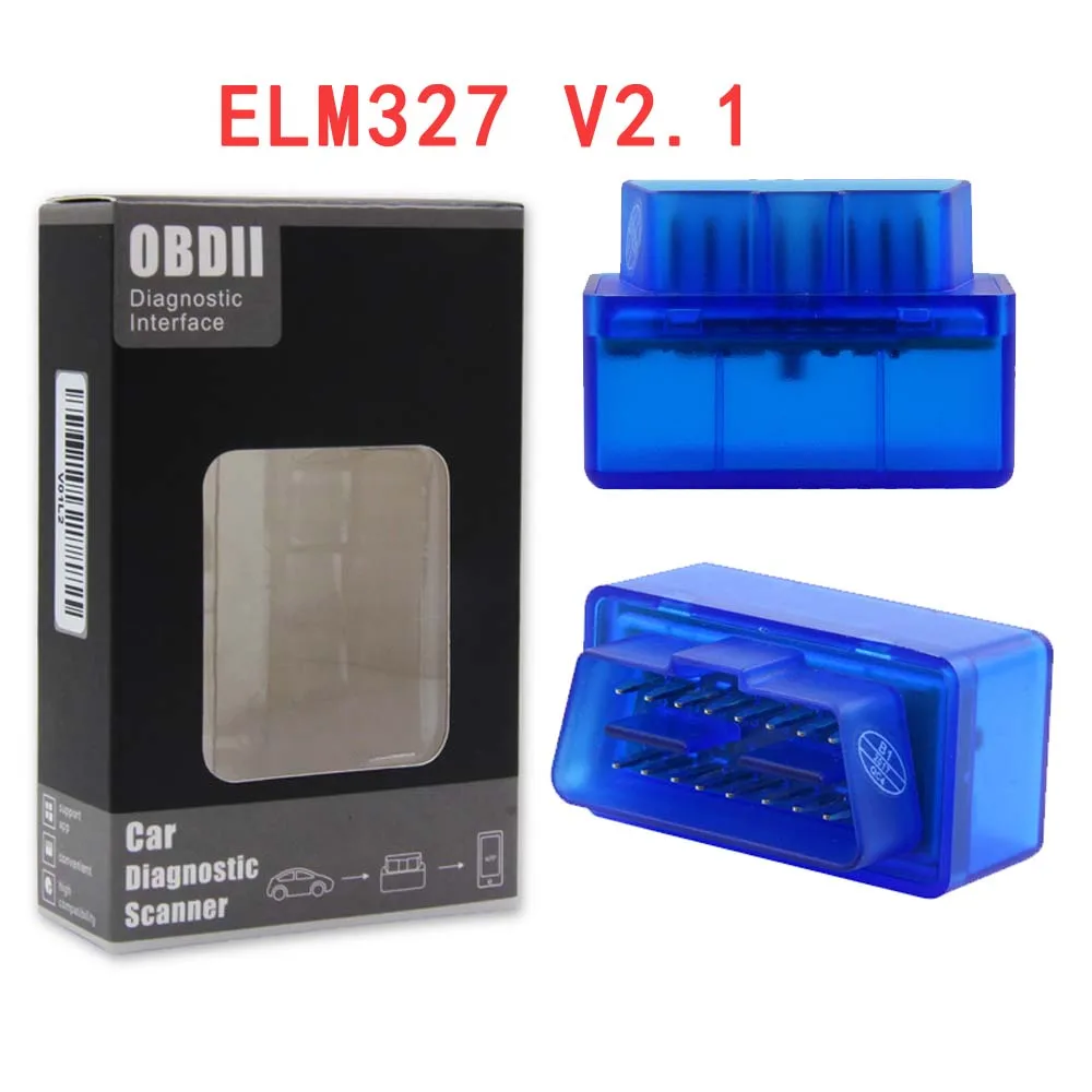 Супер Мини ELM327 V1.5 ELM327 V2.1 OBD OBD2 код считыватель сканер инструмент ELM 327 Bluetooth для Android/PC диагностический инструмент - Цвет: v2.1 Blue