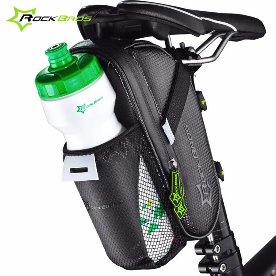 Flash Deal Rockbros Bicycle Saddle Bag Rainproof Sport MTB Bike Bag Mountain Road Bike Rear Seat Tail Bag Pack With Water Bottle Pocket 2