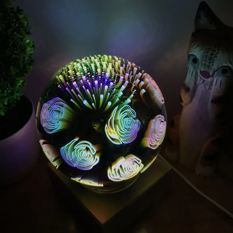 Skup 3D magiczne z kulami kryształowymi noc światło kolorowe USB stołowa zasilania u nas państwo lampy motyl płatek śniegu wszechświat róża kochanka domu prezenty dla dzieci