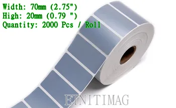 

2PK-Label stickers Blank Silver PET label 70mm (2.75") x20mm (0.79") For Serial Numbering and Bar Code Print,2000 Sheet/Roll