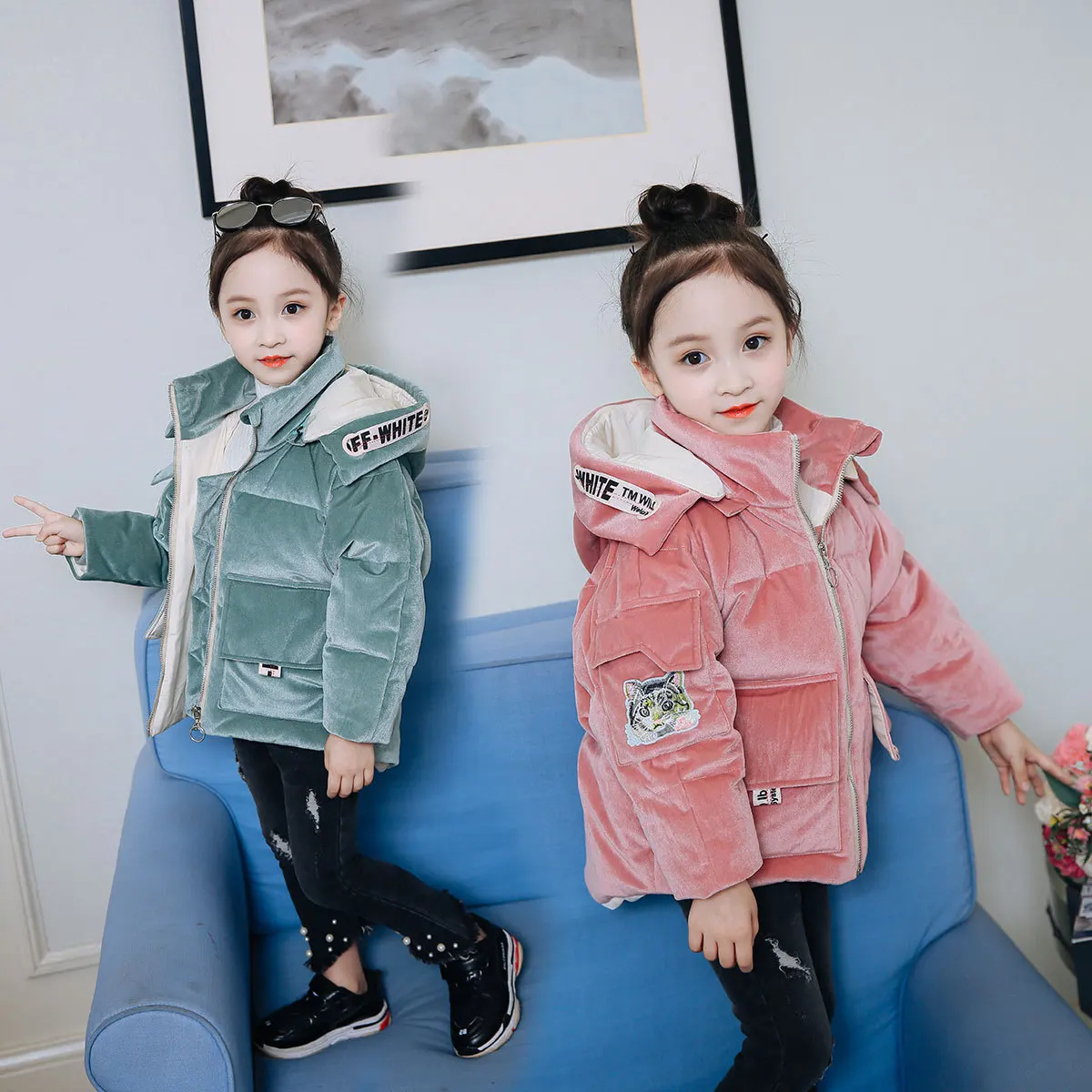 

2018 Girls Winter Coats and Jackets With Detachable Hood Children Parka Autumn Winter Warm Baby Girl Clothes Age 3-4-6-8 Year