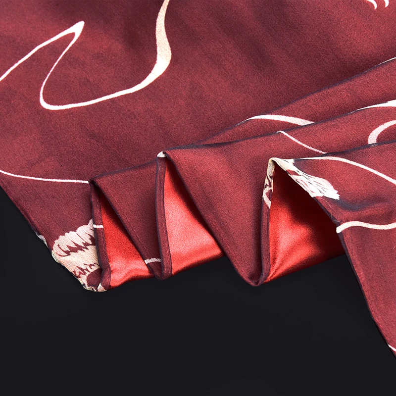 Двусторонний Шелковый шарф женский настоящие шелковые шарфы принт дамские Шали Обертывания чистый натуральный шифон шелковые шарфы 190*65 см