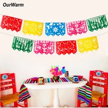 OurWarm 9pcs of pack Mexican Party Flag Confetti Felt Mexican Decorations Banner Garland Birthday Mexican Party Wedding Banner