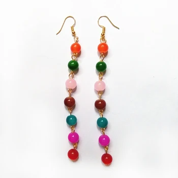 

12PCS New Style Colorful Carving Stone Beads Long Drop Earrings Handmade Earrings Laser Cut eco Friendly Wooden Bird Jewelry