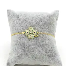 Роскошный женский браслет Модный микро-паве CZ Клевер металлический браслет с прямоуголными звеньями классические очаровательные ювелирные изделия браслеты для женщин подарок