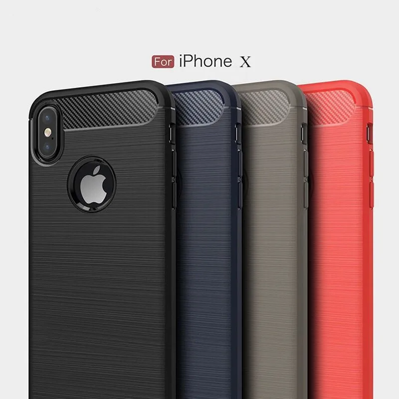 Матовый ТПУ чехол из углеродного волокна для iPhone XS MAX XR X Силиконовый