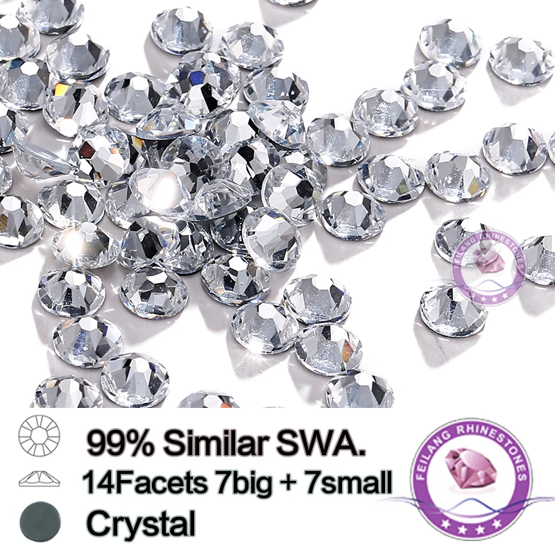 

99% Similar Swa 14 Facets 7big+7small SS20 Crystal Clear Hotfix Rhinestones 1440pcs for Professional Buyers Only