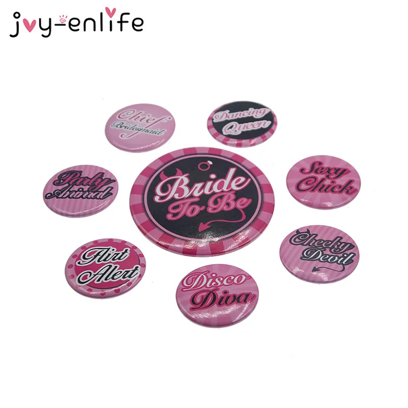 

JOY-ENLIFE 8pcs/set "Hen Party/Bride To Be" Badge Set Bachelorette Party Valentine's Day Decor Hen Party Wedding Decor Supplies