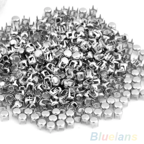 500 pcs Silver Leathercraft DIY Round Studs Spots Spikes rivets and studs Rivets for bag shoes cloths Punk 0.16&quot 02E6 3TAG |