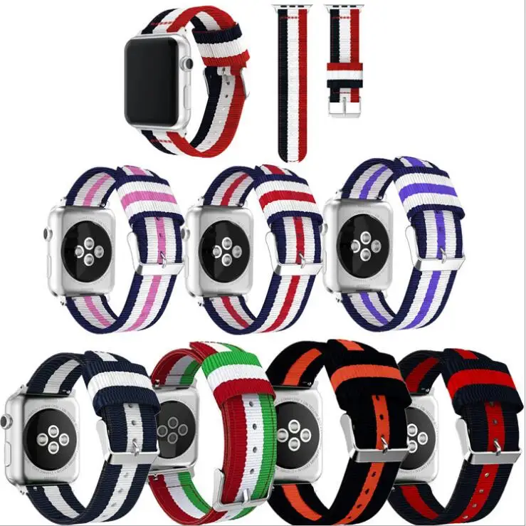 

For iwatch band Multicolor Nylon Sport Replacement Strap Wrist Band with Metal Adapter Clasp for 38/42mm Apple Watch
