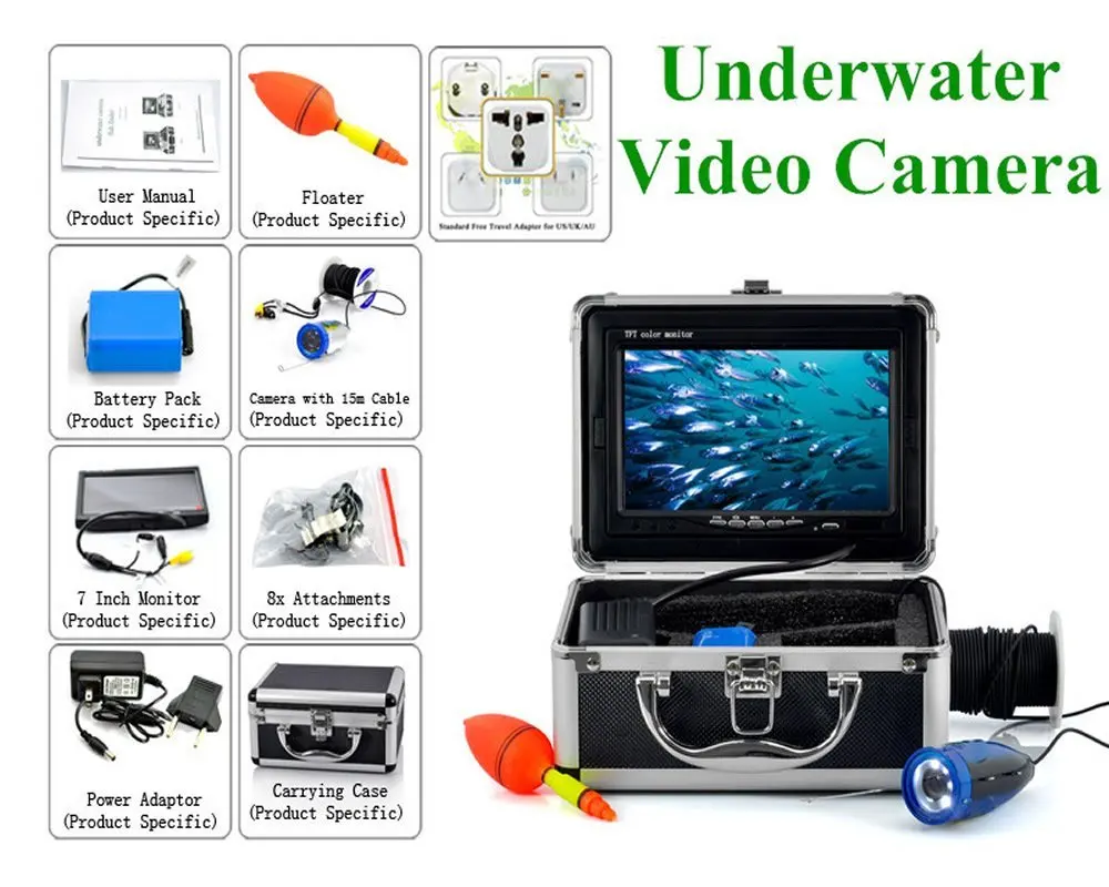 Подводный Рыболокаторы Профессиональный рыбалка видео Камера с " Цвет ЖК-дисплей Hd монитор 700tvl CCD15M кабель Длина с переносной чехол