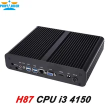 Fanless mini pc desktop computer i3 4150 with Intel Core i3 4150 3.5Ghz HDMI VGA DP Three display 8G RAM 512G SSD Windows Linux