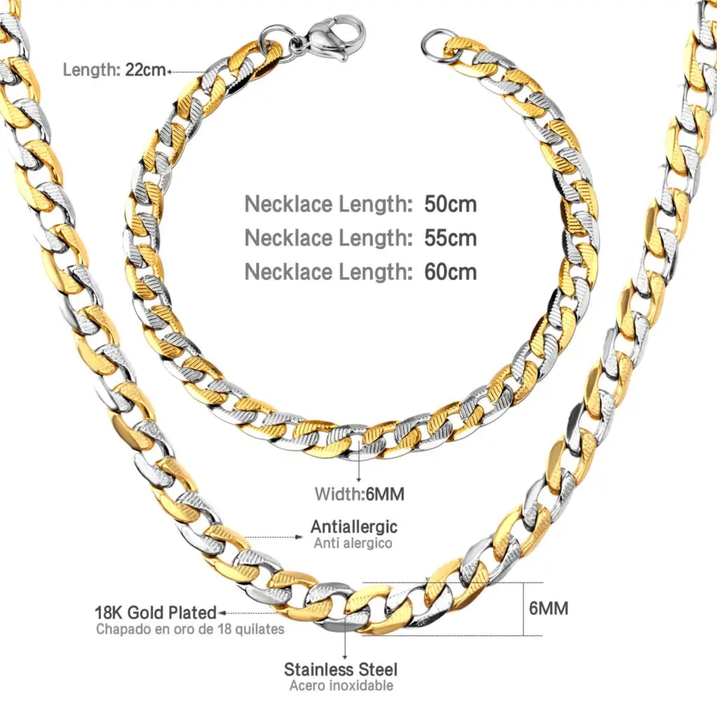 Роскошный модный браслет ожерелье комплект ювелирных изделий для мужчин золотой цвет цепочка ожерелье браслет Африканский Дубай ювелирные наборы