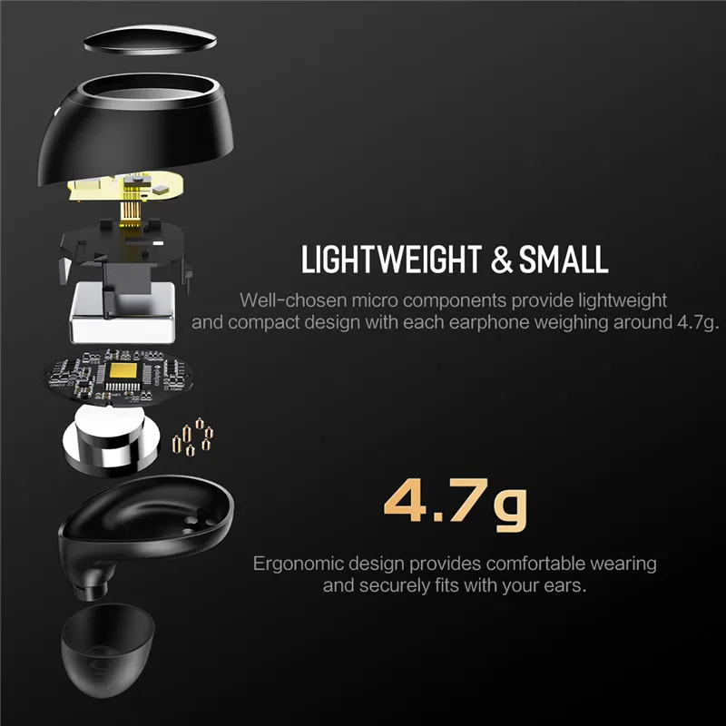 Rock New Mini TWS True Wireless Stereo Bluetooth Earphone with Mic Universal Wireless Handsfree Earbuds with Charger Battery Box