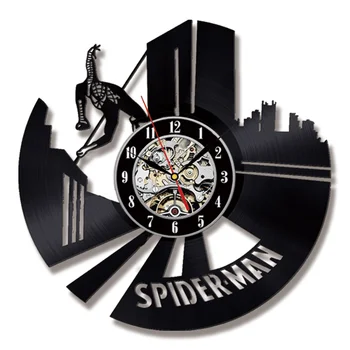 

2019 Top Fashion Saat Spiderman Wall Clock Design Decorative Boys Bedroom Clocks Retro Vinyl Lp Record Watch Home Decor Silent