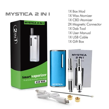 

CBD Oil Vape Pen Wax Vaporizer 650mAh Preheat Battery With 2 Vape Cartridge E Cigarette Vaper Mystica 2 In 1 Starter Kit
