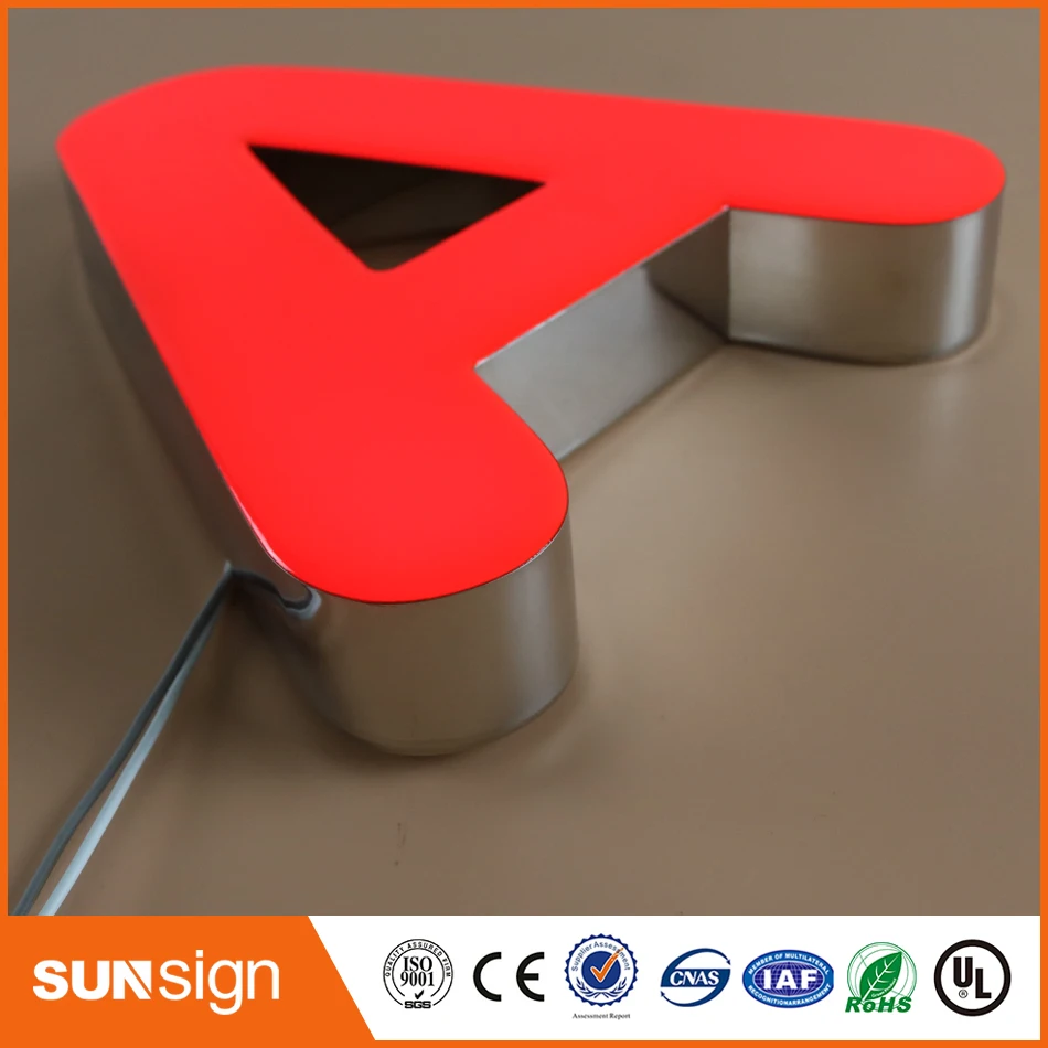 Персонализированный знак с подсветкой 3d буквы из нержавеющей стали светодиодный