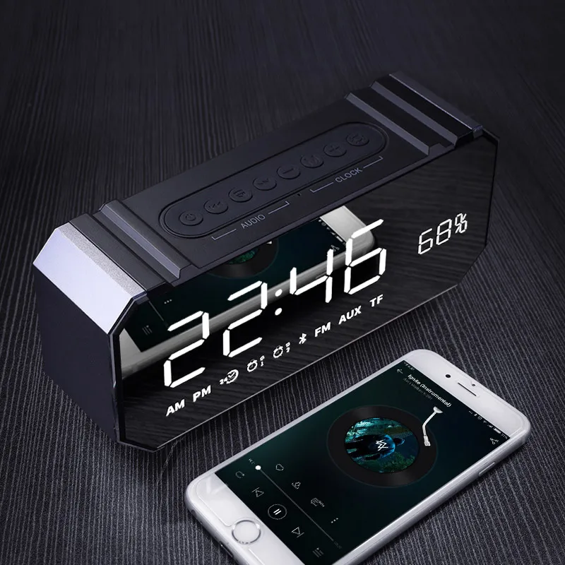 

Creative Multifunction Bluetooth Speaker Electronic Alarm Clock LED Digital Snooze Function Modern Bedside Clocks Sent Friends