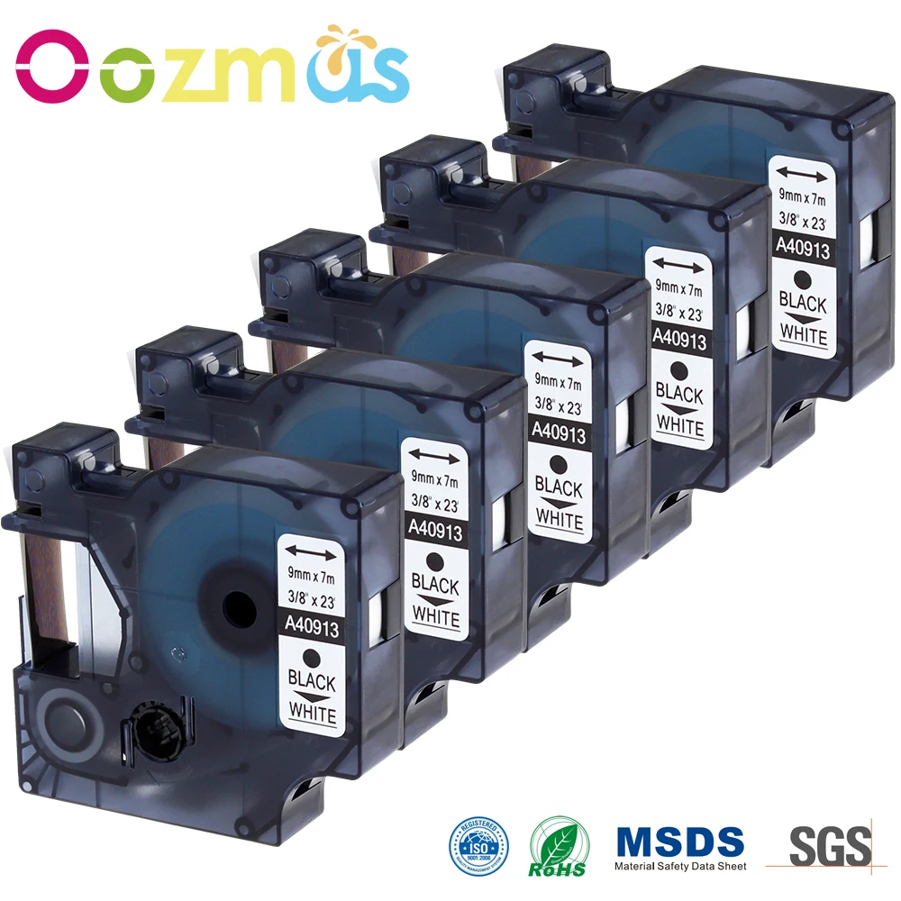 

Brand new 5pcs/lot label tape for Dymo D1 40913 black on white 9mm compatible Dymo label maker high quality free shipping