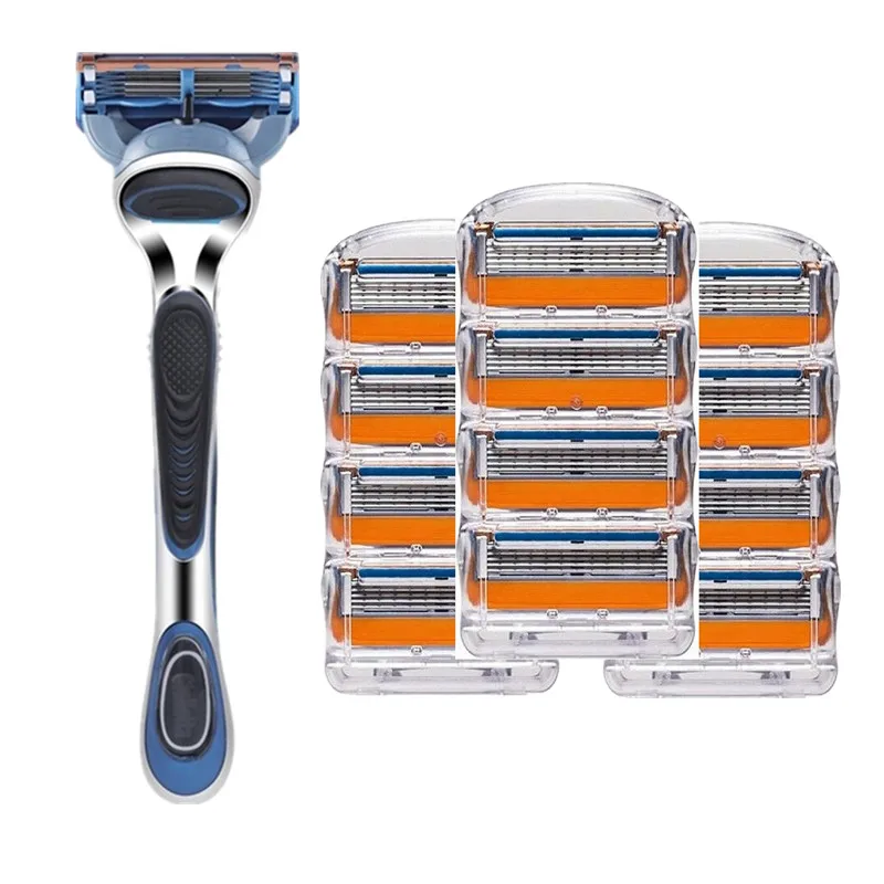 

1Holder +12/16PCS Razor Blade Compatible with Gillettee Fusione Razor Men's Shaver Razor Blades 5 Layer Razor Blades