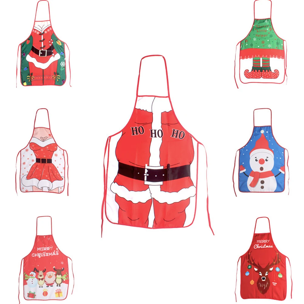 Christmas Decorations Creative Christmas Apron Christmas Costume Apron For Kitchen Home Supplies (Blue Snowman 1Pc) Blue