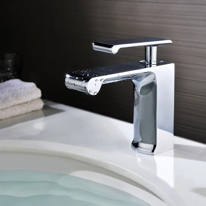 Free Shipping Wholesale And Retail Deck Mount Waterfall Bathroom Faucet Vanity Vessel Sinks Mixer Tap Cold And Hot Water Tap - Цвет: Chrome