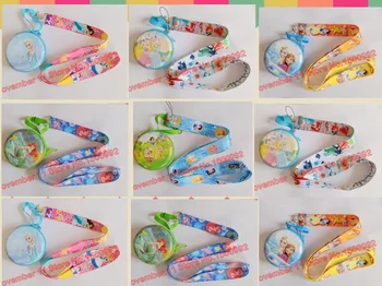 

New 10Pcs mixed princess Cartoon Neck Straps Lanyards key ID Card + Coin Purse Set QW-523