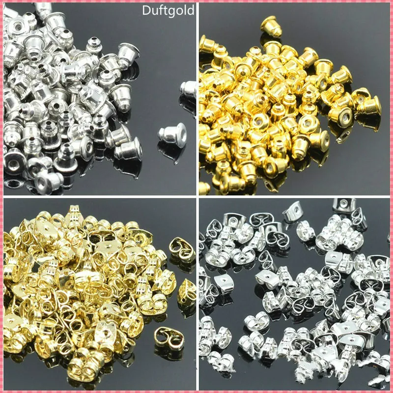 

200 Pcs/lot Alloy Earring Backs Bullet Stoppers Earnuts Earring Plugs Diy Gold Silver Plated Findings Fashion Jewelry Accessorie